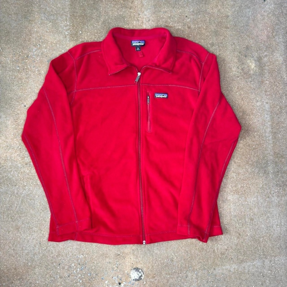 Vintage Patagonia Fleece Jacket Mens XL Red Full Zip Y2K Made Mexico